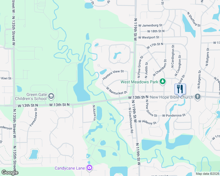 map of restaurants, bars, coffee shops, grocery stores, and more near 12233 W 14th St N in Wichita