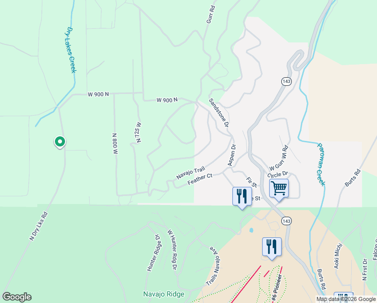 map of restaurants, bars, coffee shops, grocery stores, and more near 524 West Ski View Drive in Brian Head