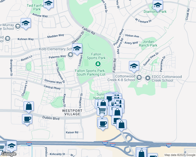 map of restaurants, bars, coffee shops, grocery stores, and more near 2897 Randall Loop in Dublin