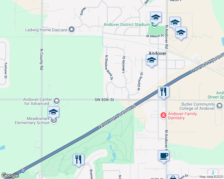 map of restaurants, bars, coffee shops, grocery stores, and more near 295 Valley Court in Andover