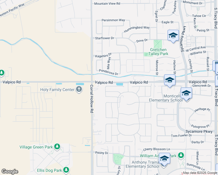 map of restaurants, bars, coffee shops, grocery stores, and more near 18646 Valpico Road in Tracy