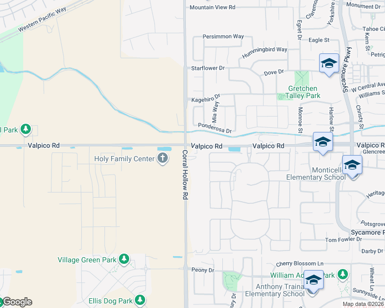 map of restaurants, bars, coffee shops, grocery stores, and more near 11950 Valpico Road in Tracy