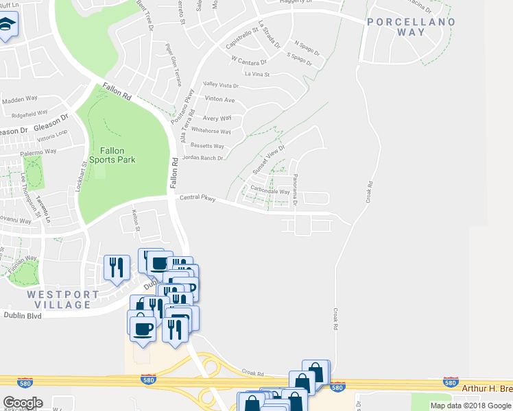 map of restaurants, bars, coffee shops, grocery stores, and more near 4166 Forest Springs Road in Dublin
