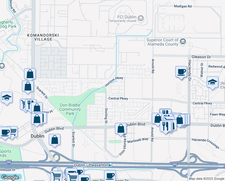 map of restaurants, bars, coffee shops, grocery stores, and more near 5961 Lombard Street in Dublin