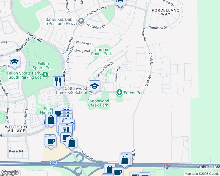 map of restaurants, bars, coffee shops, grocery stores, and more near 2217 Drive J Road in Dublin