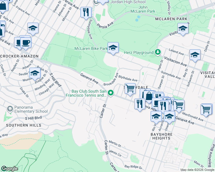 map of restaurants, bars, coffee shops, grocery stores, and more near in San Francisco