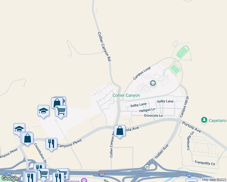 map of restaurants, bars, coffee shops, grocery stores, and more near 110 Wildrose Common in Livermore