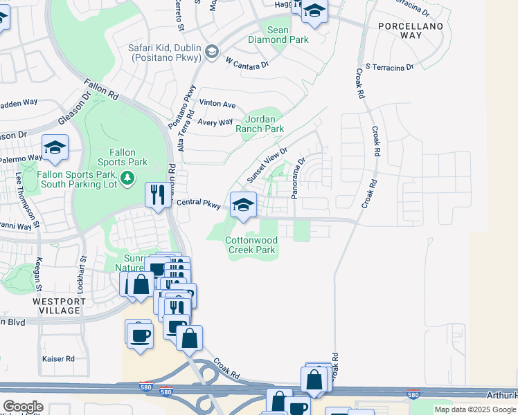 map of restaurants, bars, coffee shops, grocery stores, and more near 4156 Forest Springs Road in Dublin