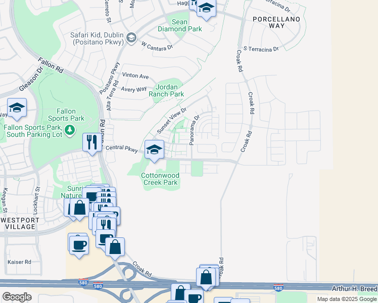 map of restaurants, bars, coffee shops, grocery stores, and more near 2217 Drive J Road in Dublin