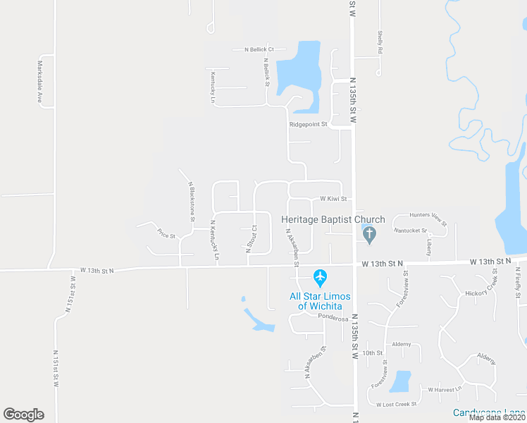 map of restaurants, bars, coffee shops, grocery stores, and more near 1417 North Bellick Street in Wichita