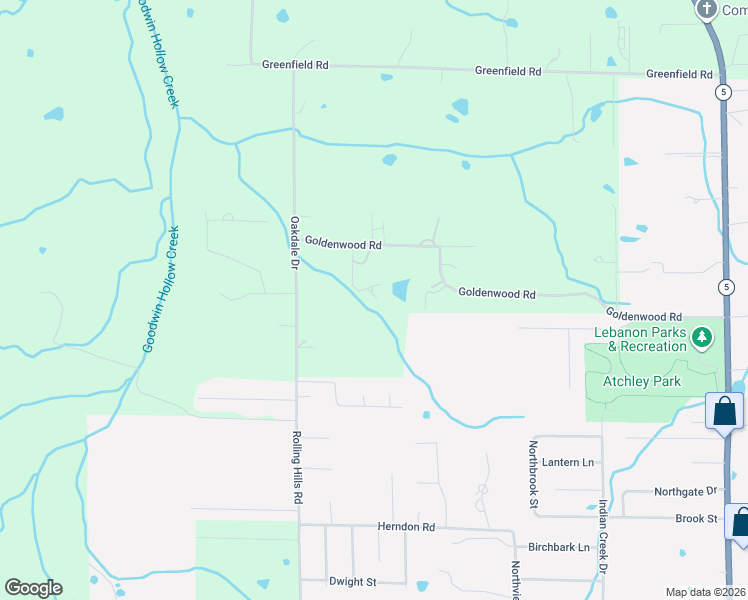 map of restaurants, bars, coffee shops, grocery stores, and more near 25650 Ohara Ln in Lebanon
