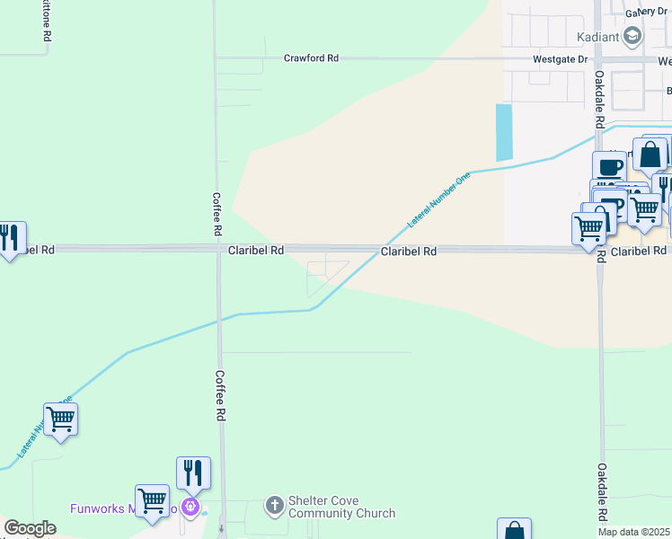 map of restaurants, bars, coffee shops, grocery stores, and more near 1505 La Perla Drive in Modesto