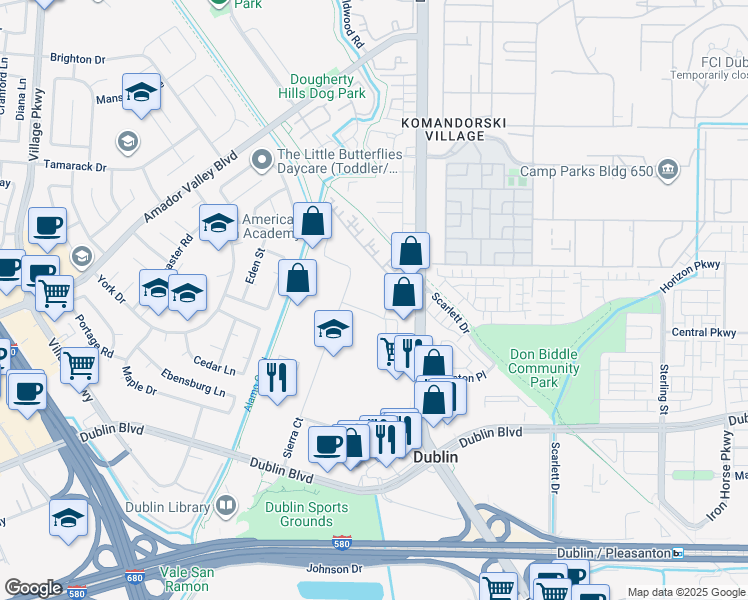 map of restaurants, bars, coffee shops, grocery stores, and more near 6575B Trinity Court in Dublin
