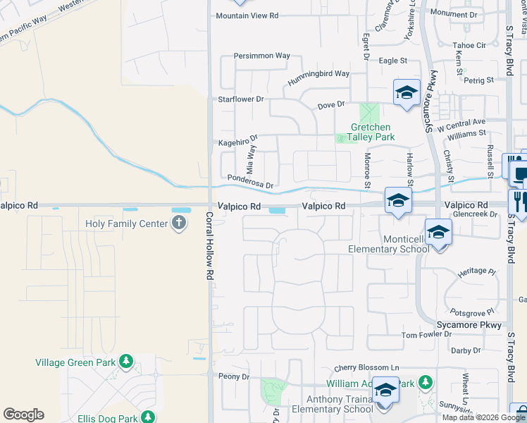 map of restaurants, bars, coffee shops, grocery stores, and more near 1843 Serene Court in Tracy