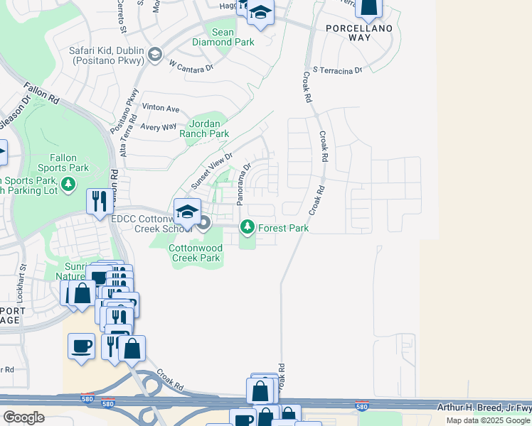 map of restaurants, bars, coffee shops, grocery stores, and more near 2100 Carbondale Circle in Dublin