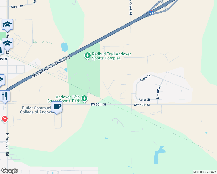 map of restaurants, bars, coffee shops, grocery stores, and more near 1304 East 13th Street in Andover