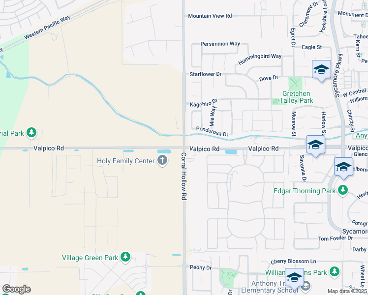map of restaurants, bars, coffee shops, grocery stores, and more near 11148 Valpico Road in Tracy