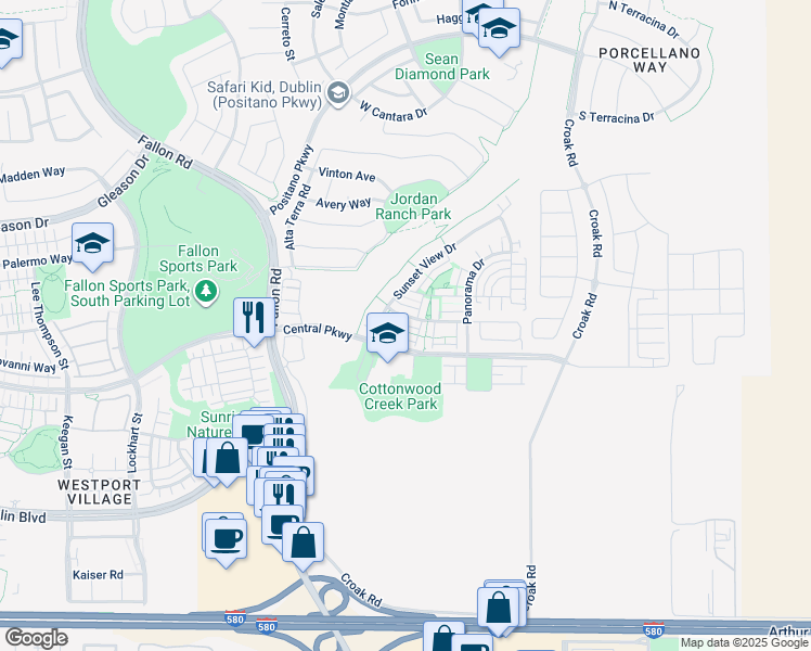 map of restaurants, bars, coffee shops, grocery stores, and more near 2336 Carbondale Way in Dublin