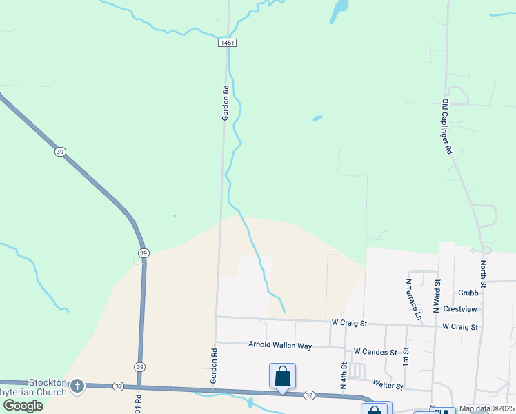 map of restaurants, bars, coffee shops, grocery stores, and more near 12755 South 1425 Road in Stockton