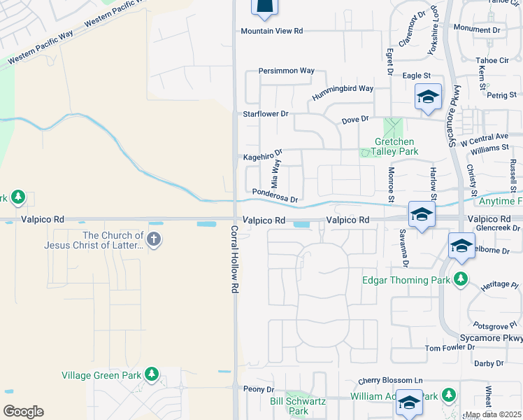 map of restaurants, bars, coffee shops, grocery stores, and more near 1958 Ponderosa Drive in Tracy