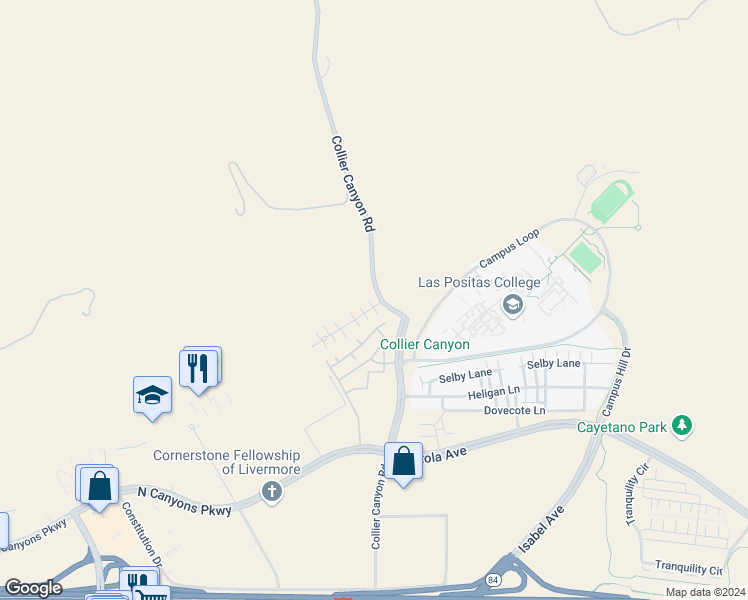 map of restaurants, bars, coffee shops, grocery stores, and more near 7 Meritage Common in Livermore