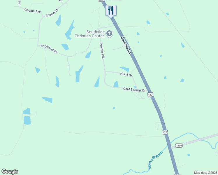 map of restaurants, bars, coffee shops, grocery stores, and more near 249 Cold Springs Drive in Harrodsburg