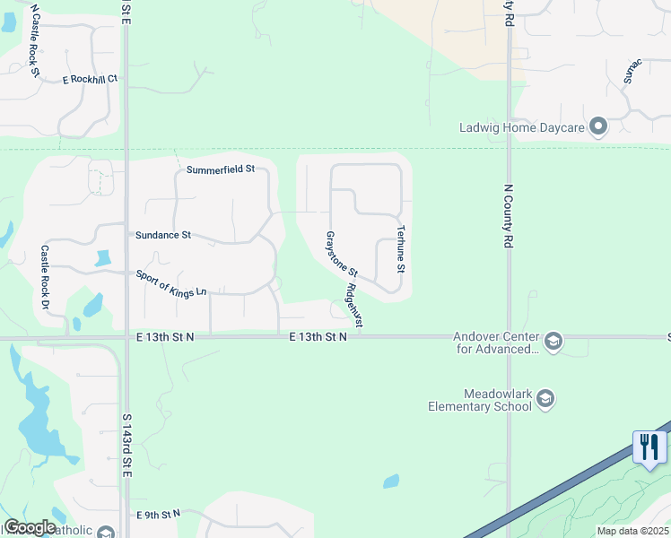 map of restaurants, bars, coffee shops, grocery stores, and more near 1522 Graystone Street in Wichita