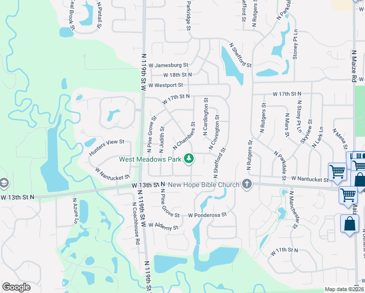 map of restaurants, bars, coffee shops, grocery stores, and more near 1560 North Chambers Street in Wichita