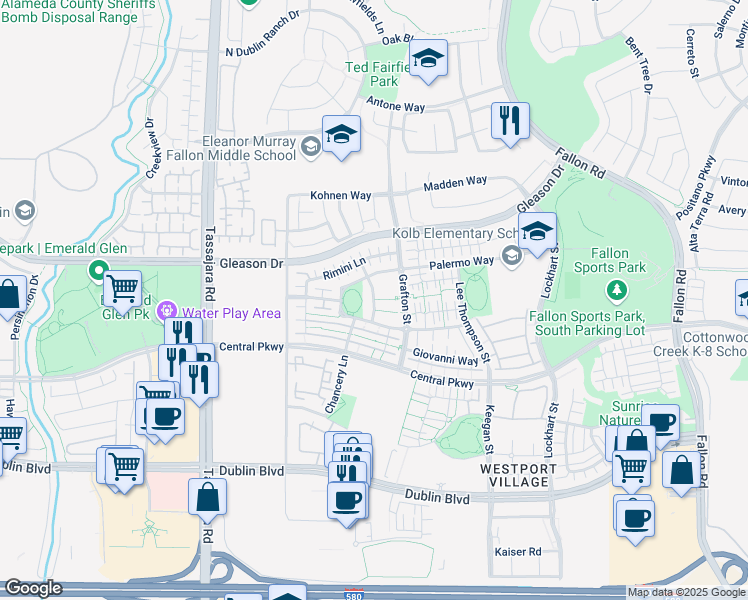 map of restaurants, bars, coffee shops, grocery stores, and more near 4799 Perugia Street in Dublin