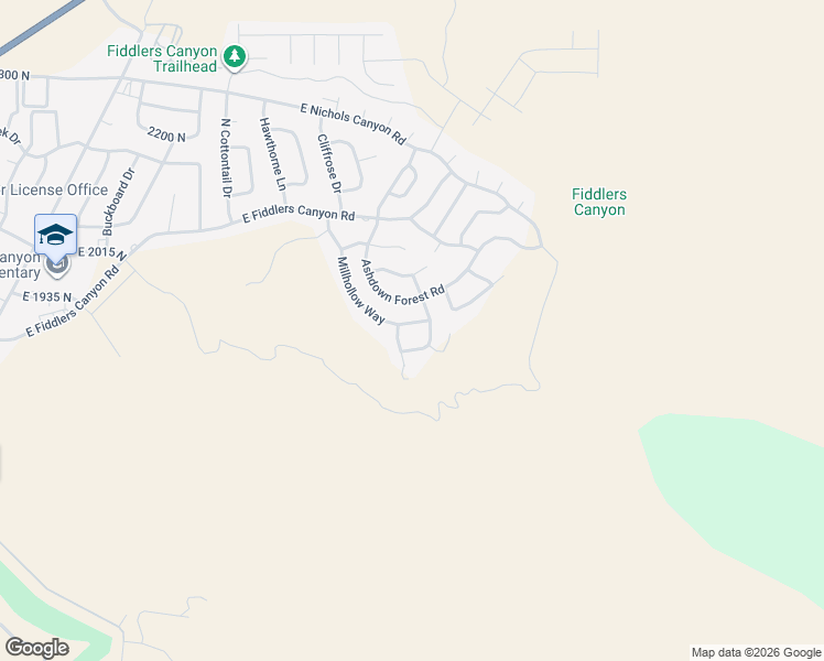 map of restaurants, bars, coffee shops, grocery stores, and more near 1074 Millhollow Way in Cedar City