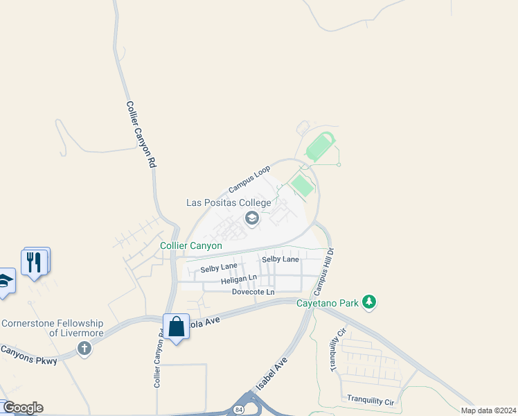 map of restaurants, bars, coffee shops, grocery stores, and more near 3033 Collier Canyon Road in Livermore