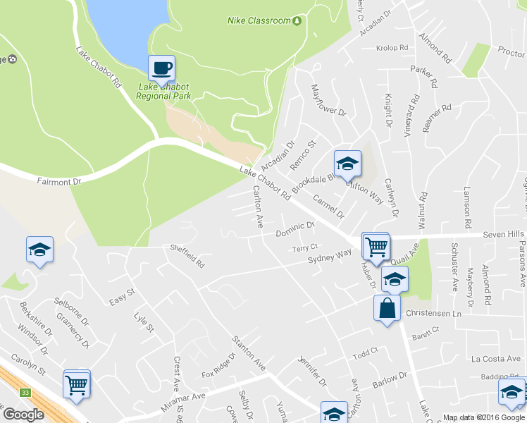 map of restaurants, bars, coffee shops, grocery stores, and more near 18270 Carlton Ave in Castro Valley