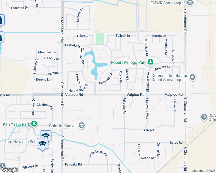 map of restaurants, bars, coffee shops, grocery stores, and more near 2662 Pyramid Drive in Tracy