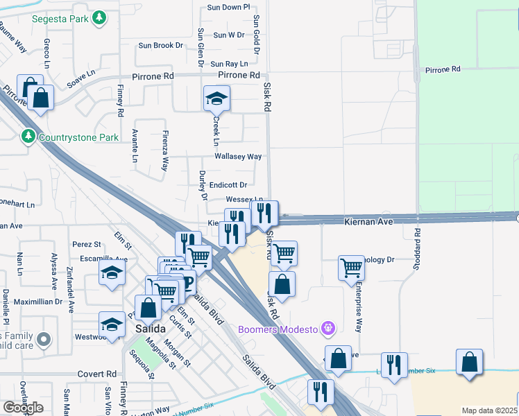 map of restaurants, bars, coffee shops, grocery stores, and more near 5008 Aylesbury Way in Salida