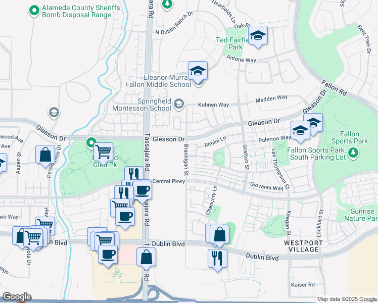 map of restaurants, bars, coffee shops, grocery stores, and more near 4753 Brannigan Street in Dublin