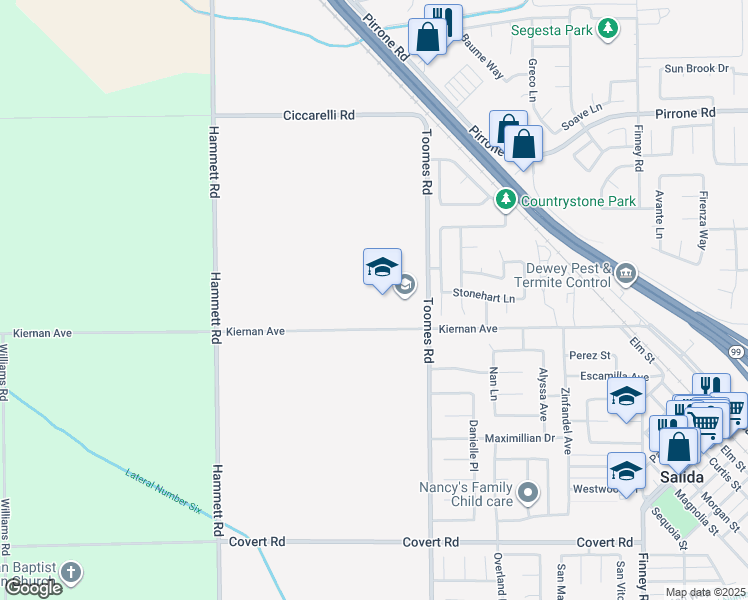 map of restaurants, bars, coffee shops, grocery stores, and more near 5041 Toomes Road in Salida