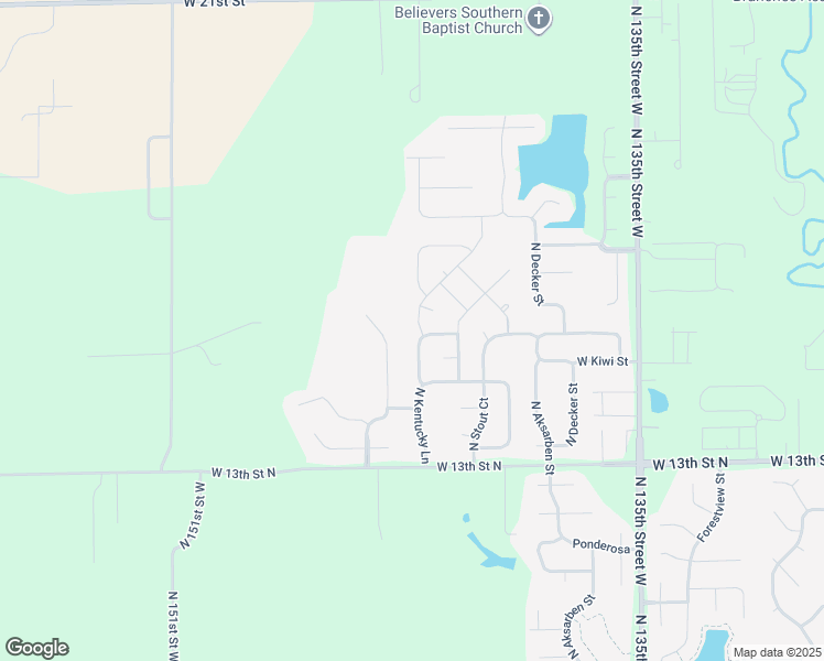 map of restaurants, bars, coffee shops, grocery stores, and more near Hunters View Street in Wichita