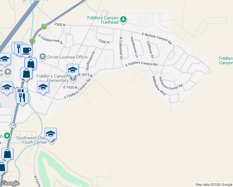 map of restaurants, bars, coffee shops, grocery stores, and more near in Cedar City