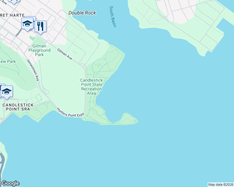 map of restaurants, bars, coffee shops, grocery stores, and more near Unnamed Road in San Francisco