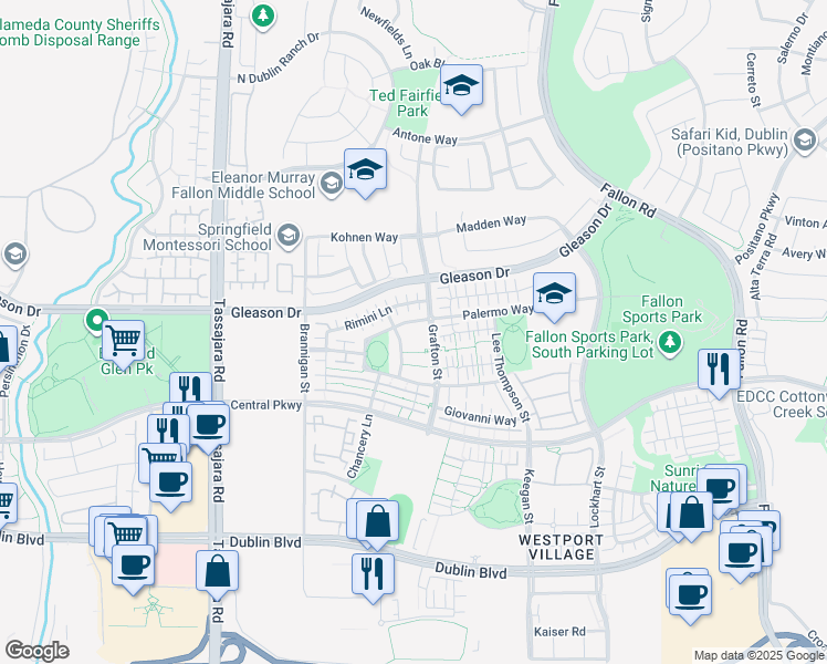 map of restaurants, bars, coffee shops, grocery stores, and more near 4853 Perugia Street in Dublin