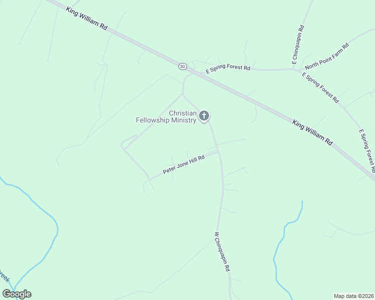 map of restaurants, bars, coffee shops, grocery stores, and more near 106 Jones Road in King William