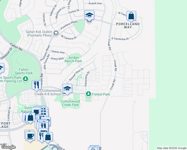 map of restaurants, bars, coffee shops, grocery stores, and more near 2196 Donnells Lane in Dublin