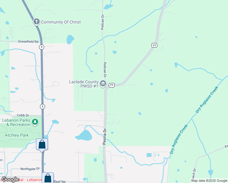 map of restaurants, bars, coffee shops, grocery stores, and more near 25756 State Highway YY in Lebanon
