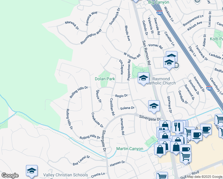 map of restaurants, bars, coffee shops, grocery stores, and more near 7910 Castilian Road in Dublin