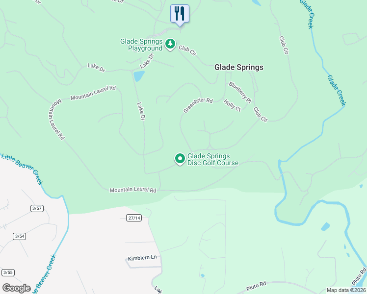 map of restaurants, bars, coffee shops, grocery stores, and more near 119 Greenbrier Road in Daniels