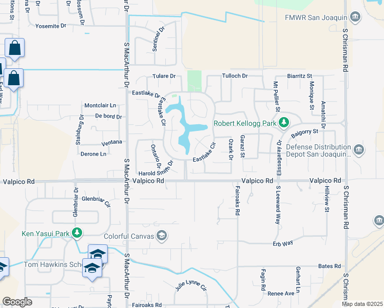 map of restaurants, bars, coffee shops, grocery stores, and more near 2546 Berryessa Court in Tracy