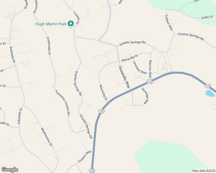 map of restaurants, bars, coffee shops, grocery stores, and more near 3260 Paloma Court in Coulterville