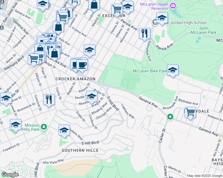 map of restaurants, bars, coffee shops, grocery stores, and more near in San Francisco