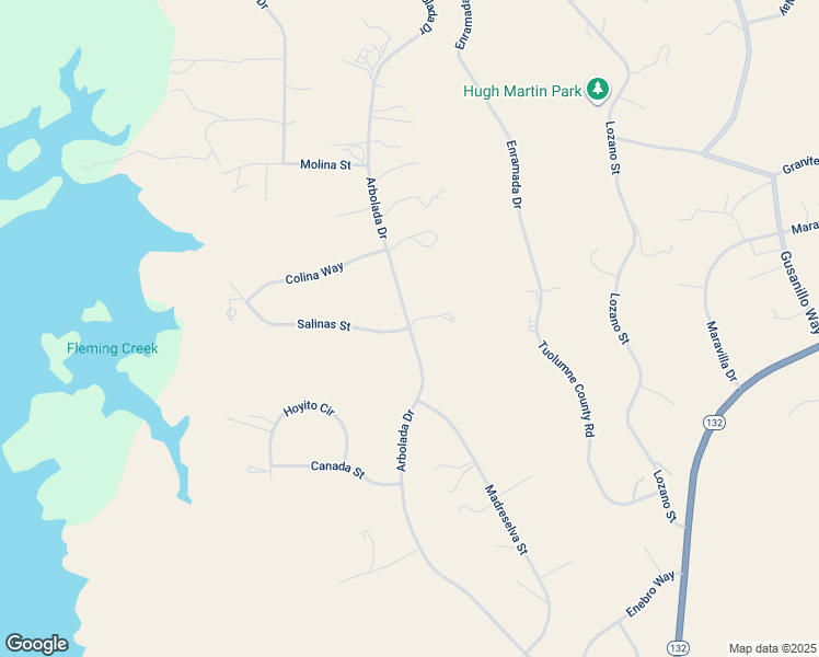 map of restaurants, bars, coffee shops, grocery stores, and more near Arbolada Drive & Salinas Street in La Grange