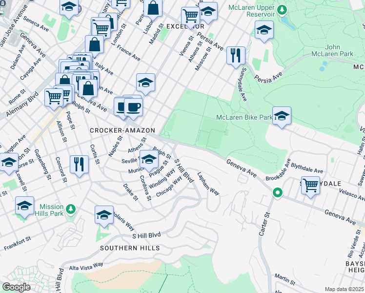 map of restaurants, bars, coffee shops, grocery stores, and more near in San Francisco